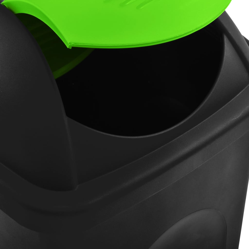 Fekete és zöld szemeteskuka lengőfedéllel 60 L 