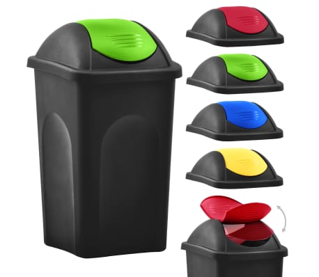 vidaXL Trash Bin with Swing Lid 60L Black and Green