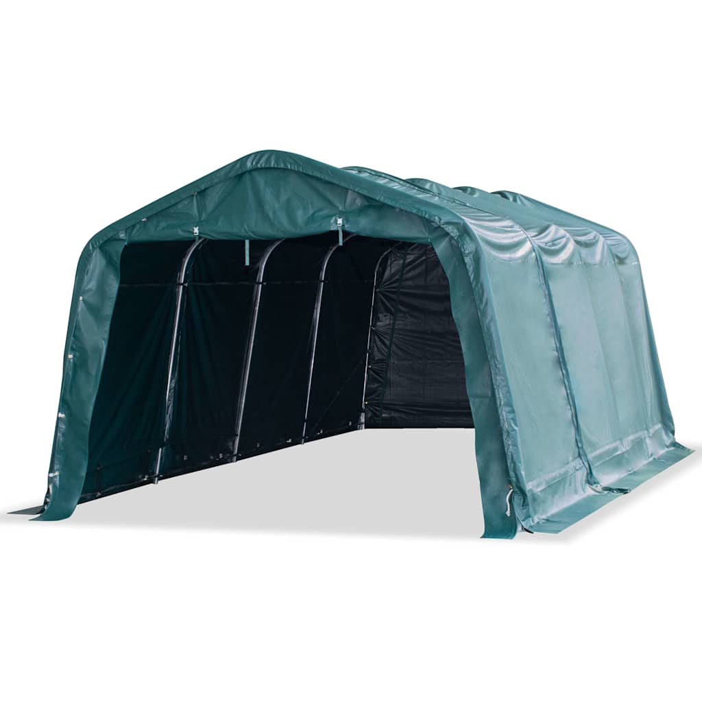 vidaXL Mobilní přístřešek pro zvířata PVC 550 g/m² 3,3x6,4m tm. zelený