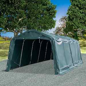 Mobilní přístřešek pro zvířata PVC 550 g/m² 3,3x8 m tm. zelený - obrázek 1