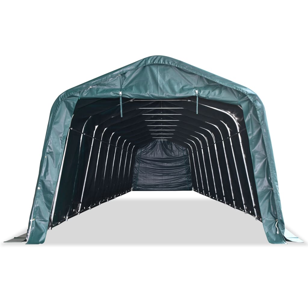 Sötétzöld elmozdítható PVC állattartó sátor 550 g/m² 3,3 x 16 m 