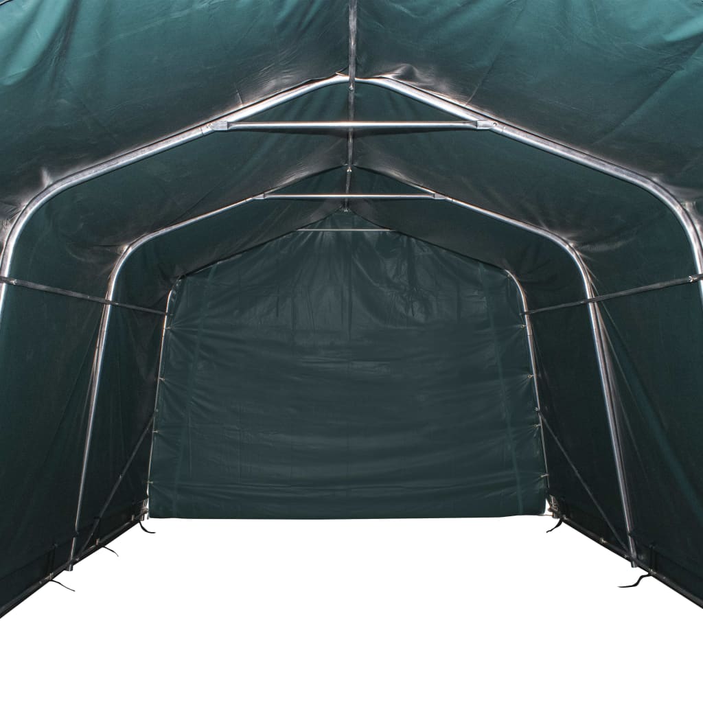Sötétzöld elmozdítható PVC állattartó sátor 550 g/m² 3,3 x 16 m 