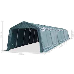 Mobilní přístřešek pro zvířata PVC 550 g/m² 3,3x16 m tm. zelený - obrázek 8