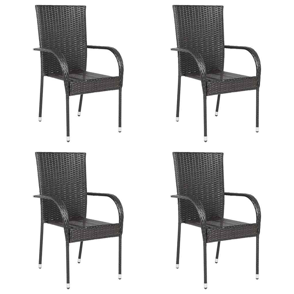 vidaXL Stapelbare Gartenstühle 4 Stk. Poly Rattan Braun