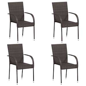 Zunanji stoli 4 kosi poli ratan rjave barve