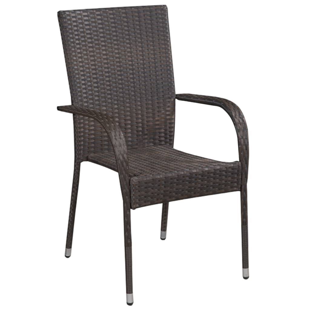 vidaXL Tuinstoelen stapelbaar 4 st poly rattan bruin afbeelding