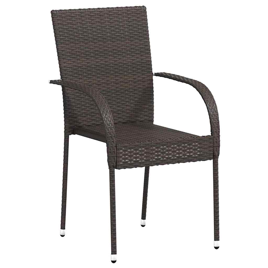 Stackable Outdoor Chairs - Poly Rattan in Brown, Black, Gray vidaXL - Picture 22 of 45