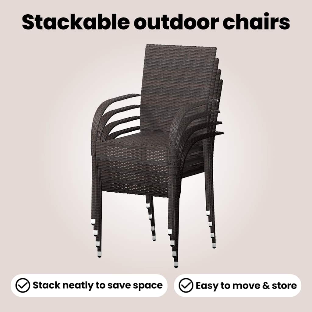 Stackable Outdoor Chairs - Poly Rattan in Brown, Black, Gray vidaXL - Picture 26 of 45