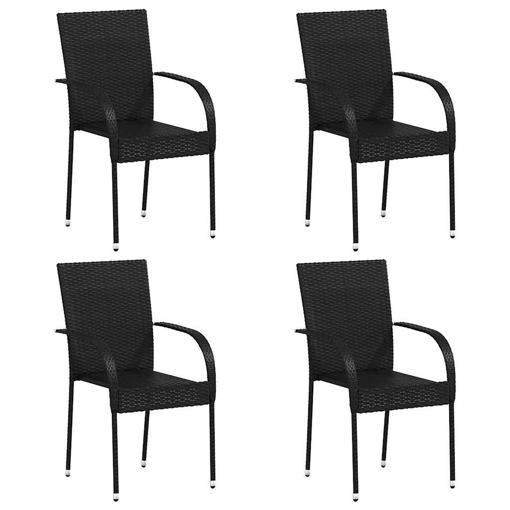vidaXL Stapelbare Gartenstühle 4 Stk. Poly Rattan Schwarz