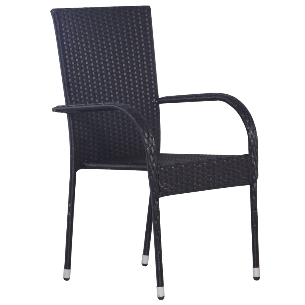 Stohovatelné zahradní židle 4 ks polyratan černé