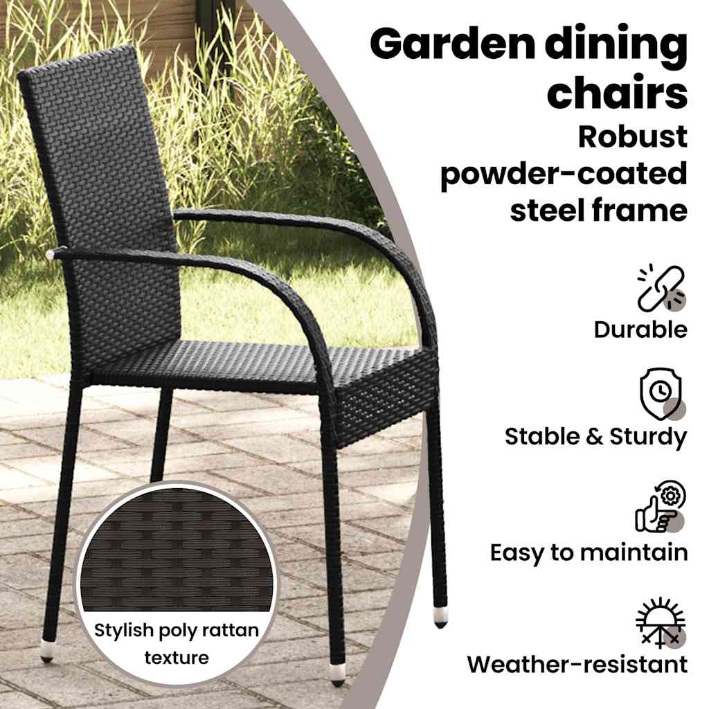 Stackable Outdoor Chairs - Poly Rattan in Brown, Black, Gray vidaXL - Picture 33 of 45