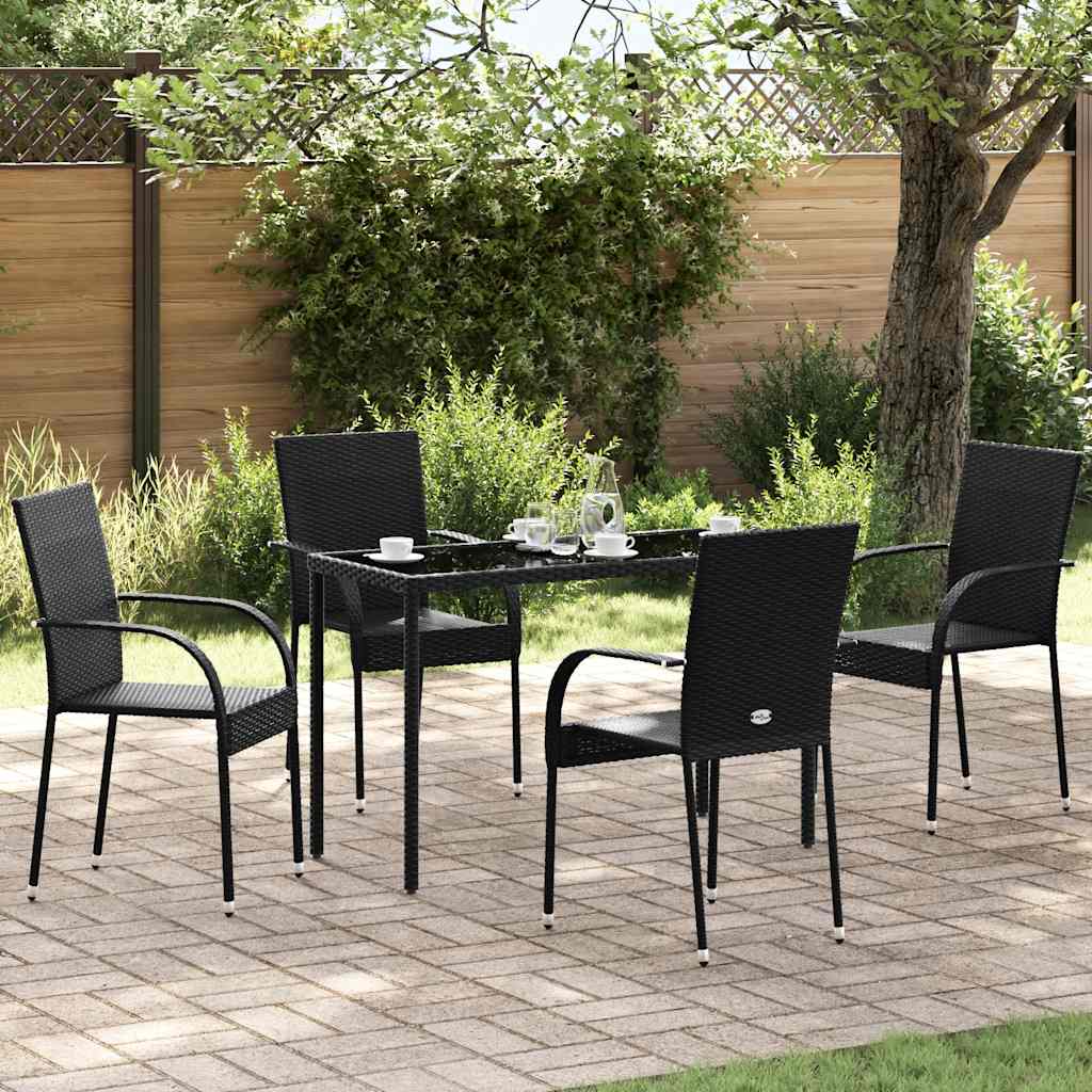 vidaXL Stapelbare Gartenstühle 4 Stk. Poly Rattan Schwarz
