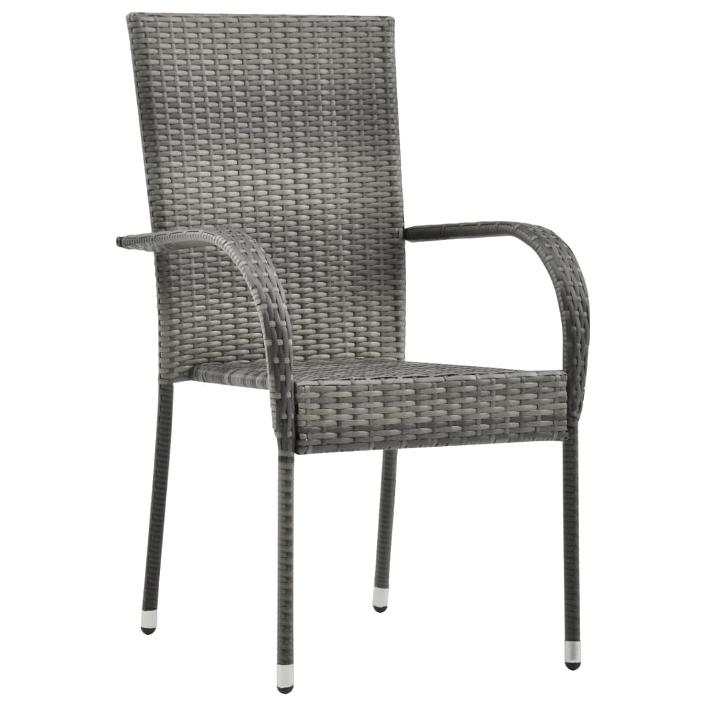 vidaXL Tuinstoelen stapelbaar 4 st poly rattan grijs afbeelding