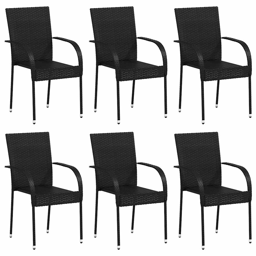 vidaXL Stapelbare Gartenstühle 6 Stk. Poly Rattan Schwarz