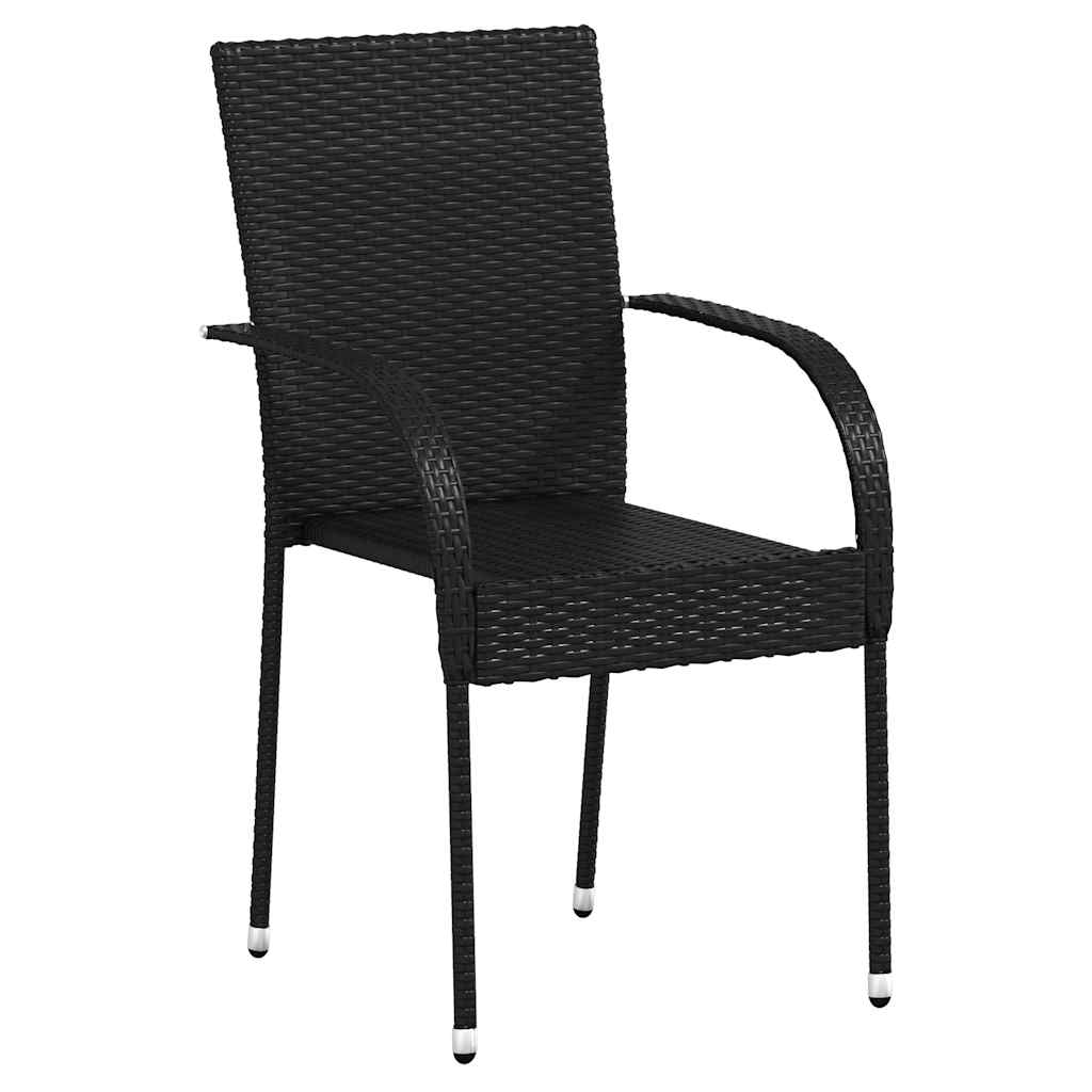 Thumbnail - vidaXL Stapelbare Gartenstühle 6 Stk. Poly Rattan Schwarz