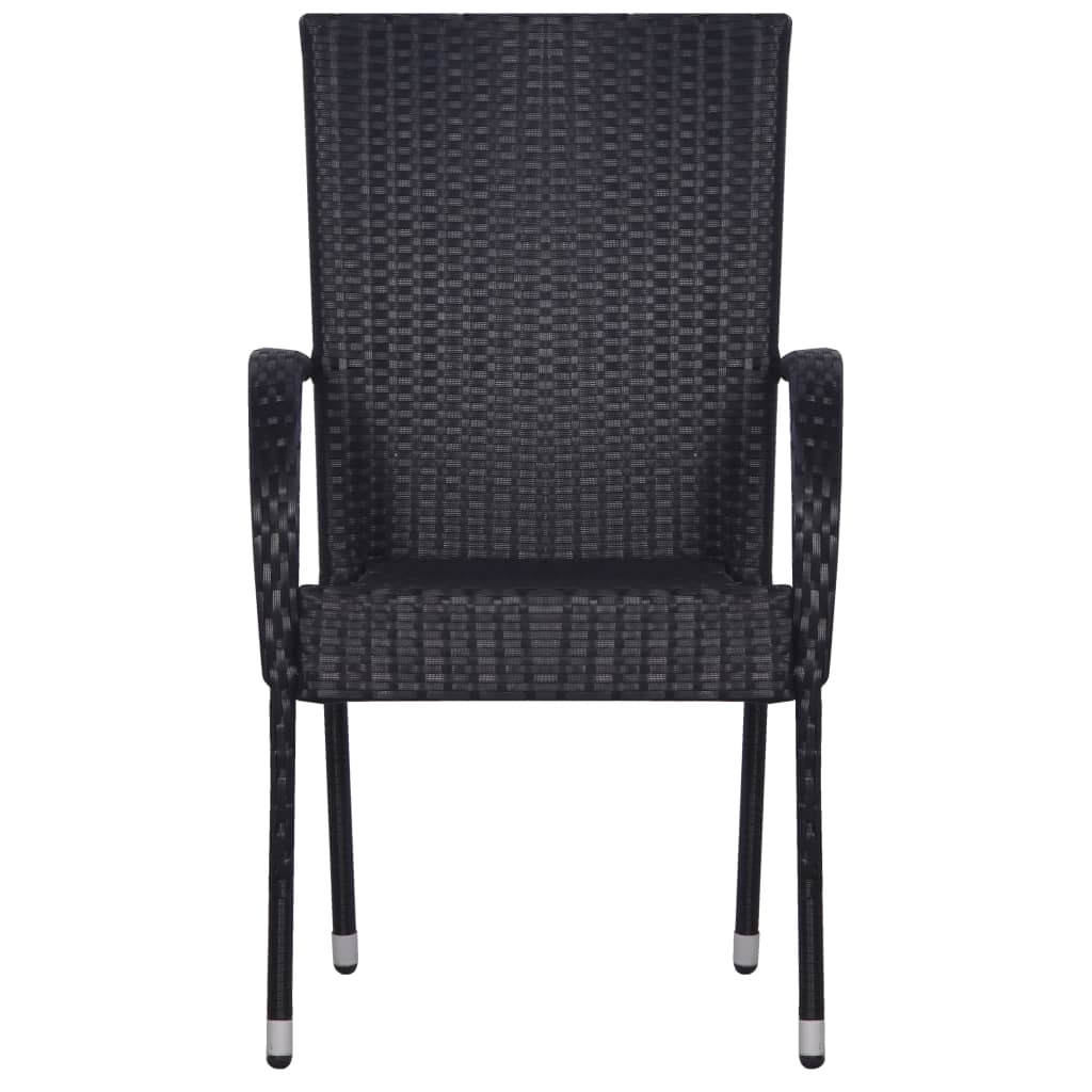  Stohovateľné vonkajšie stoličky 6 ks polyratan čierne
