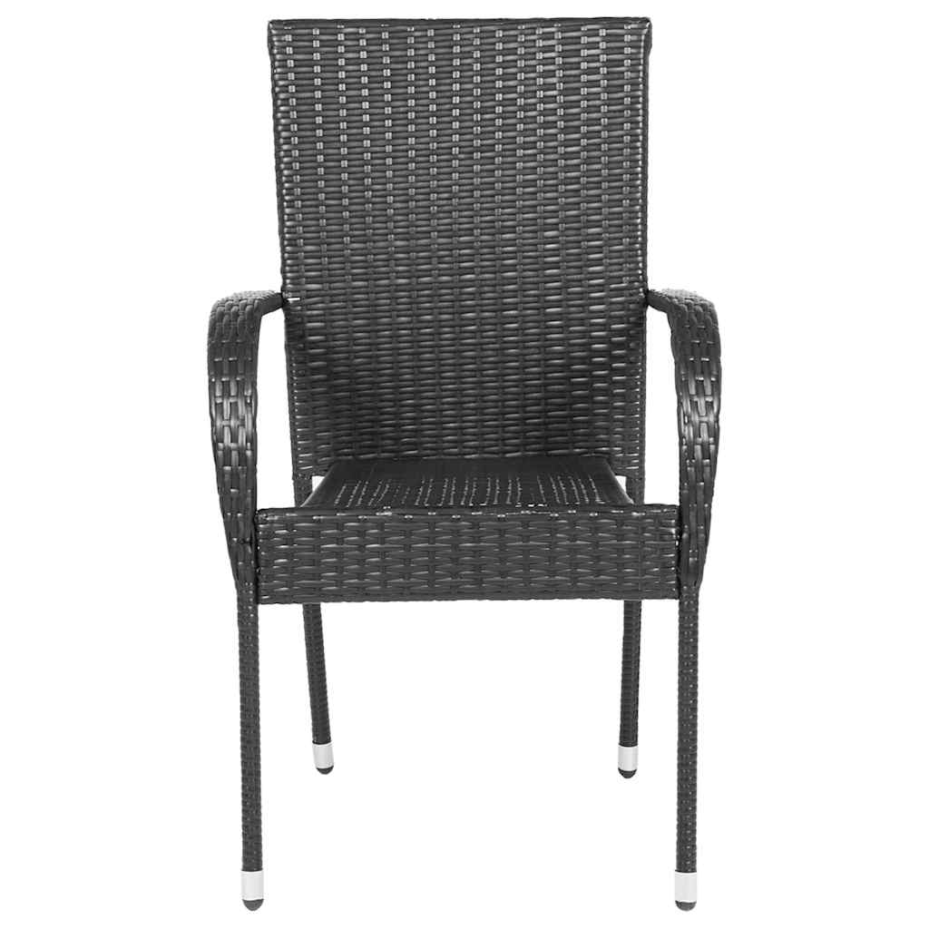 Thumbnail - vidaXL Stapelbare Gartenstühle 6 Stk. Poly Rattan Schwarz