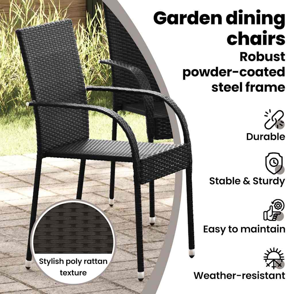 Stackable Outdoor Chairs - Poly Rattan in Brown, Black, Gray vidaXL - Picture 45 of 45