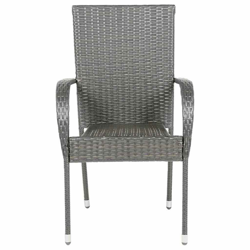 Thumbnail - vidaXL Gartenstühle Stapelbar 6 Stk. Grau Poly Rattan