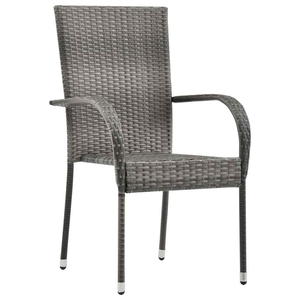 Stackable Outdoor Chairs - Poly Rattan in Brown, Black, Gray vidaXL - Picture 34 of 45