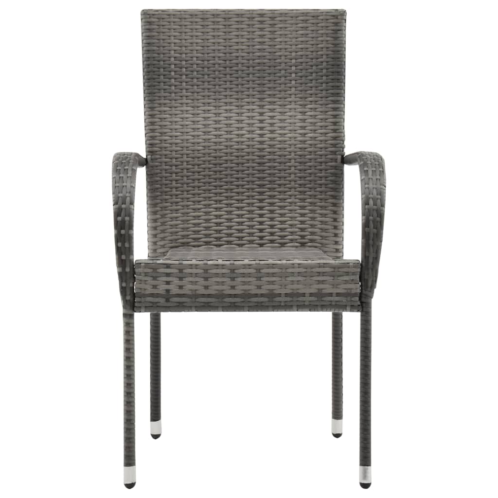  Stohovateľné vonkajšie stoličky 6 ks sivé polyratanové
