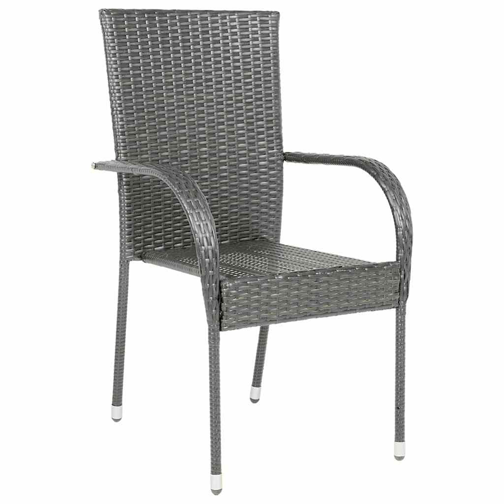 Thumbnail - vidaXL Gartenstühle Stapelbar 6 Stk. Grau Poly Rattan