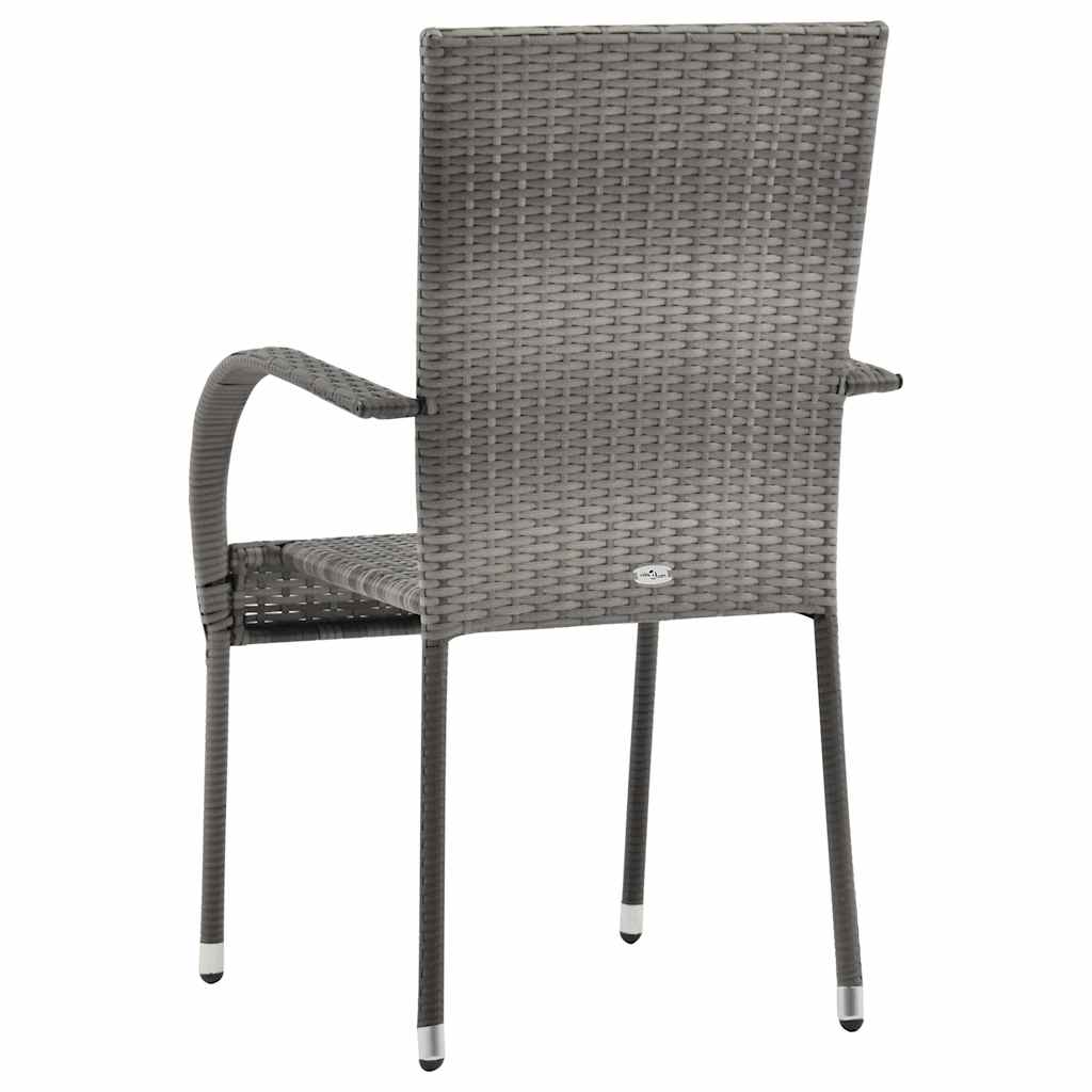 Stackable Outdoor Chairs - Poly Rattan in Brown, Black, Gray vidaXL - Picture 39 of 45