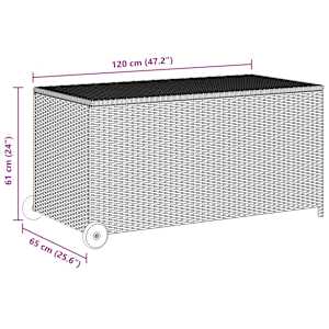 Zahradní úložný box černý 120x 65 x 61 cm polyratan - obrázek 9