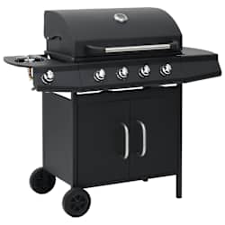 vidaXL Gasgrill 4+1 Flammen Schwarz Stahl