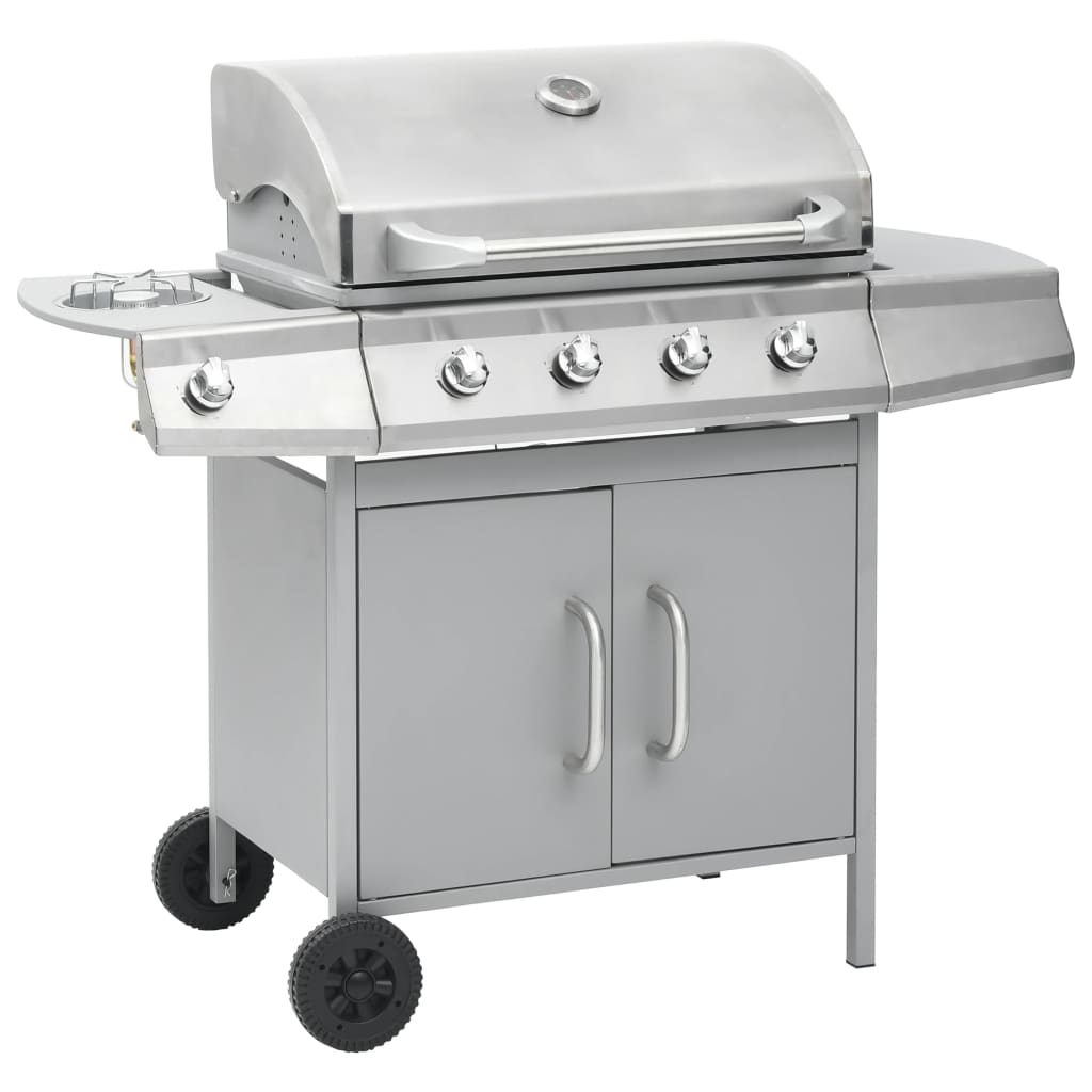 Thumbnail - vidaXL Gasgrill 4+1 Flammen Silbern Edelstahl