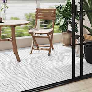 vidaXL Πλακάκια Deck 10 τεμ. Λευκά 30 x 30 εκ. από Μασίφ Ξύλο Ακακίας