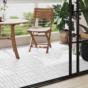 vidaXL Πλακάκια Deck 10 τεμ. Λευκά 30 x 30 εκ. από Μασίφ Ξύλο Ακακίας