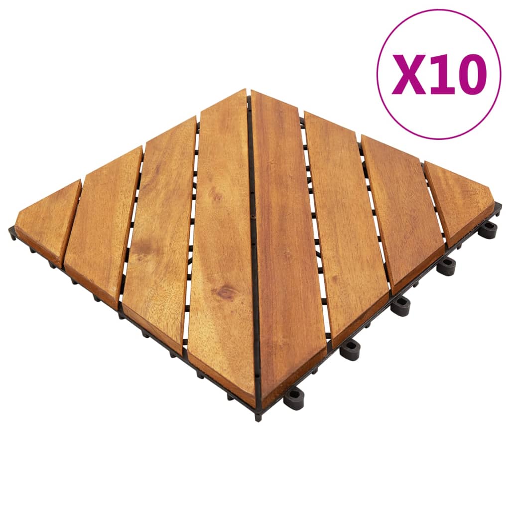 vidaXL PlÄƒci pardosealÄƒ, 10 buc., 30×30 cm, lemn masiv de acacia