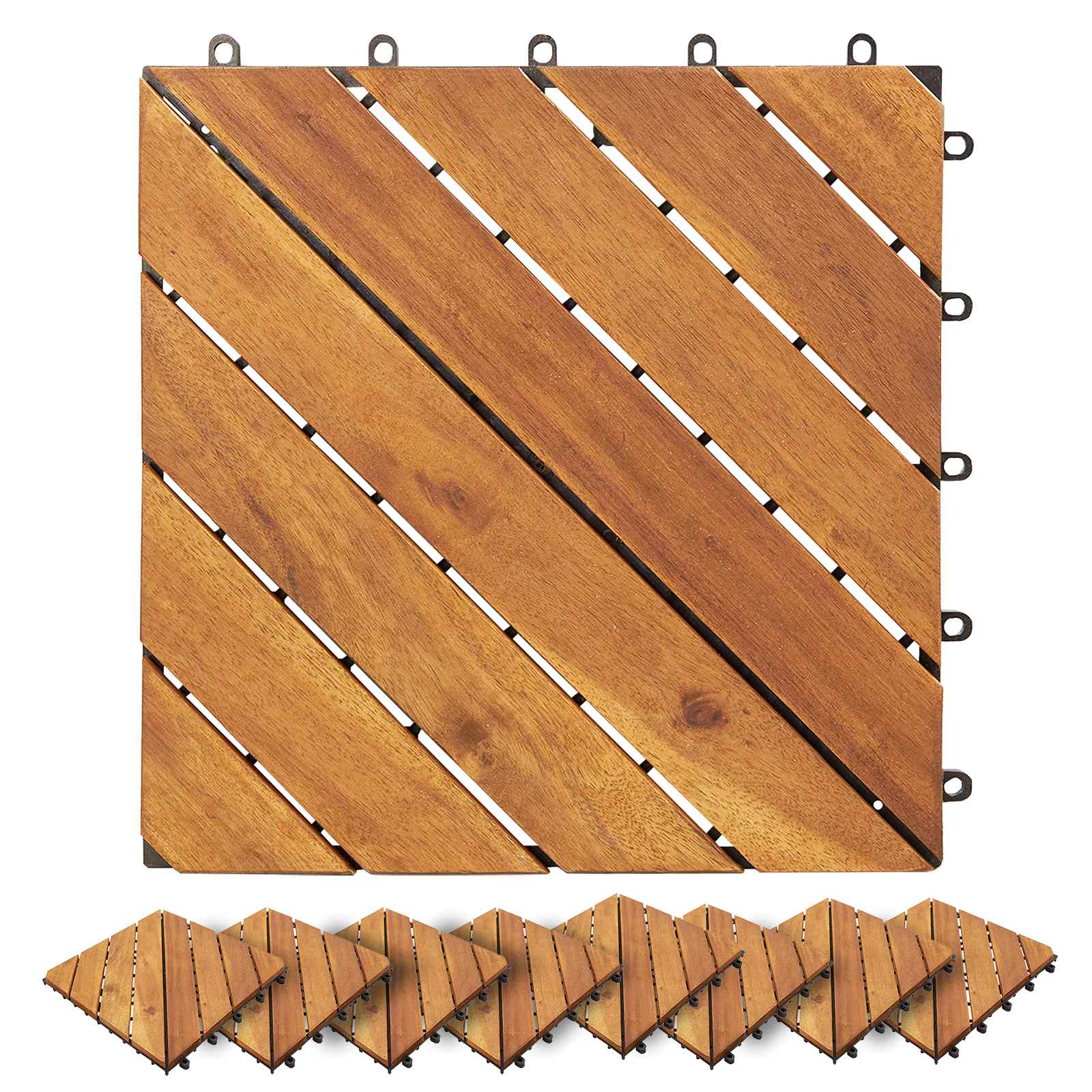 Terras Tegel 10 pcs Bruin 30 x 30 cm Acacia Hardhout image 4