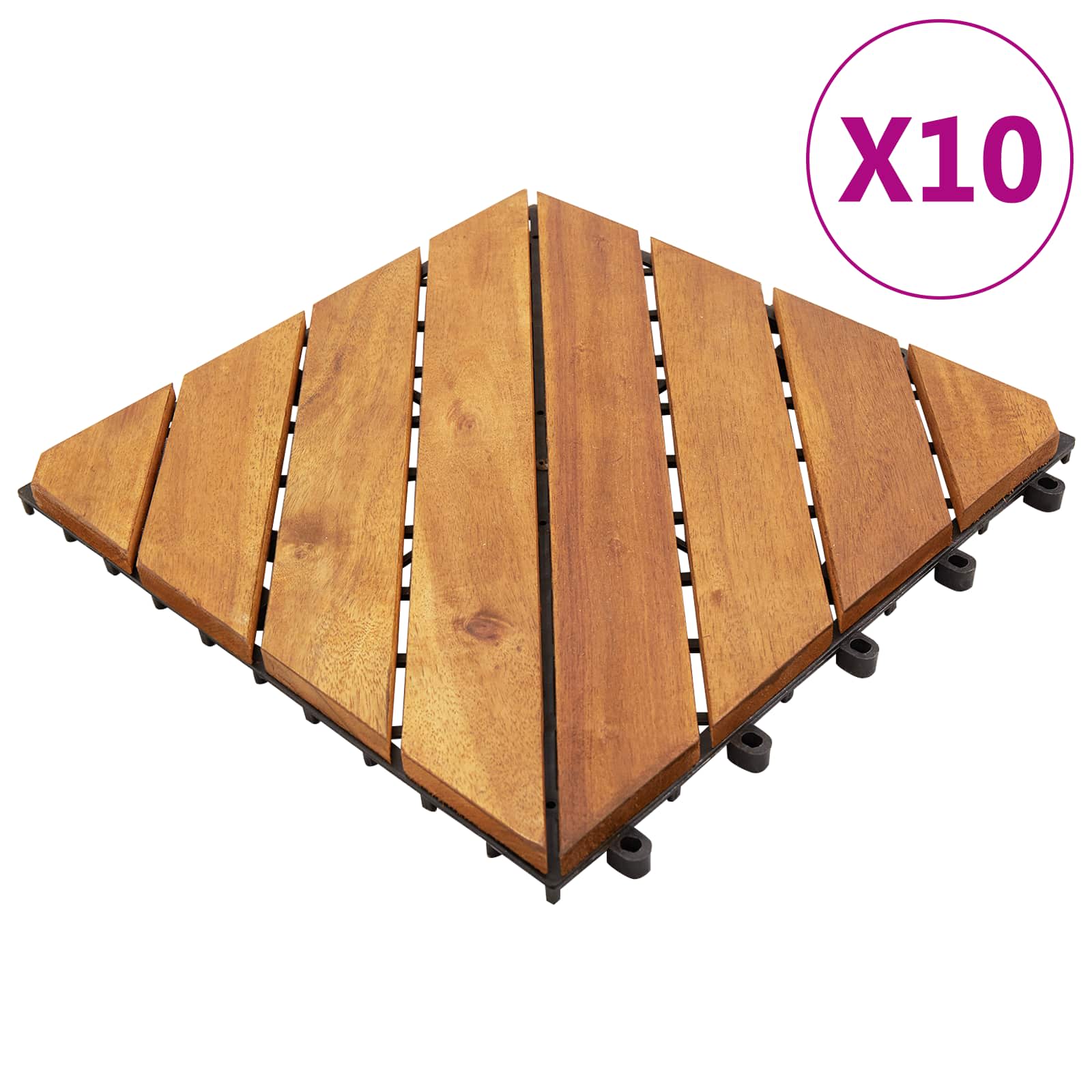 Terras Tegel 10 pcs Bruin 30 x 30 cm Acacia Hardhout image 2