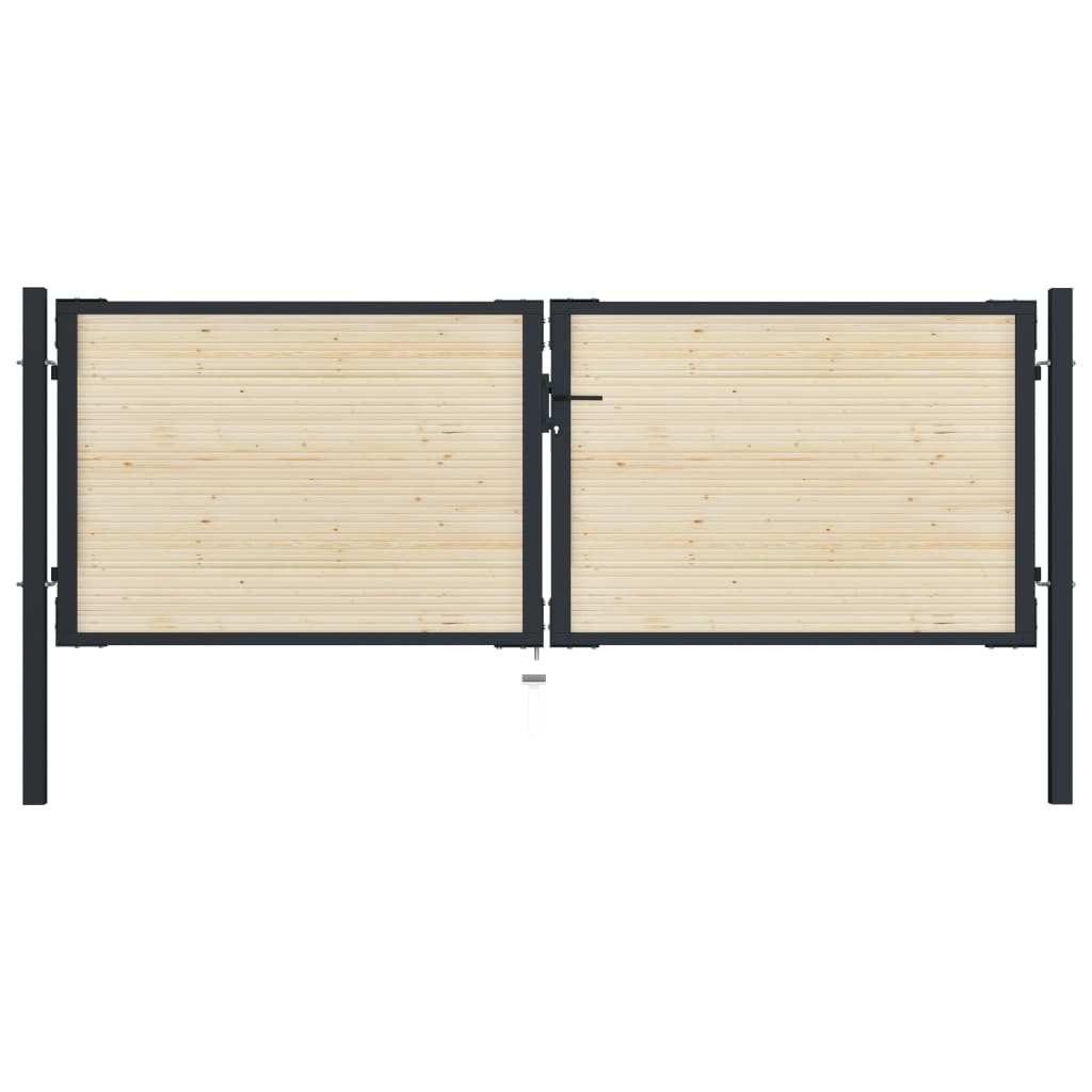 vidaXL hegnslåge 310x150 cm stål og nåletræ