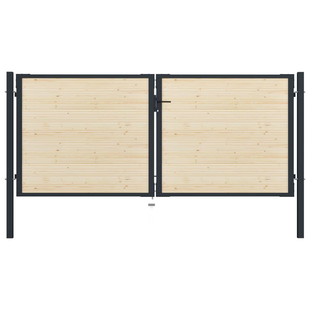 vidaXL hegnslåge 310x175 cm stål og nåletræ