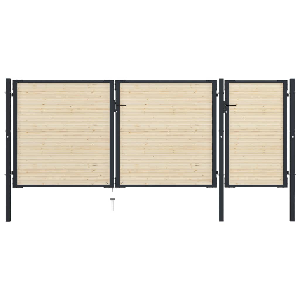 vidaXL hegnslåge 413x200 cm stål og nåletræ