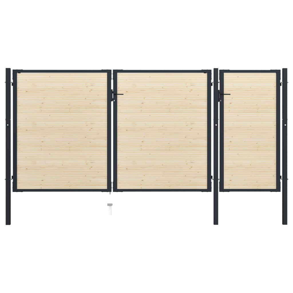 vidaXL hegnslåge 413x225 cm stål og nåletræ