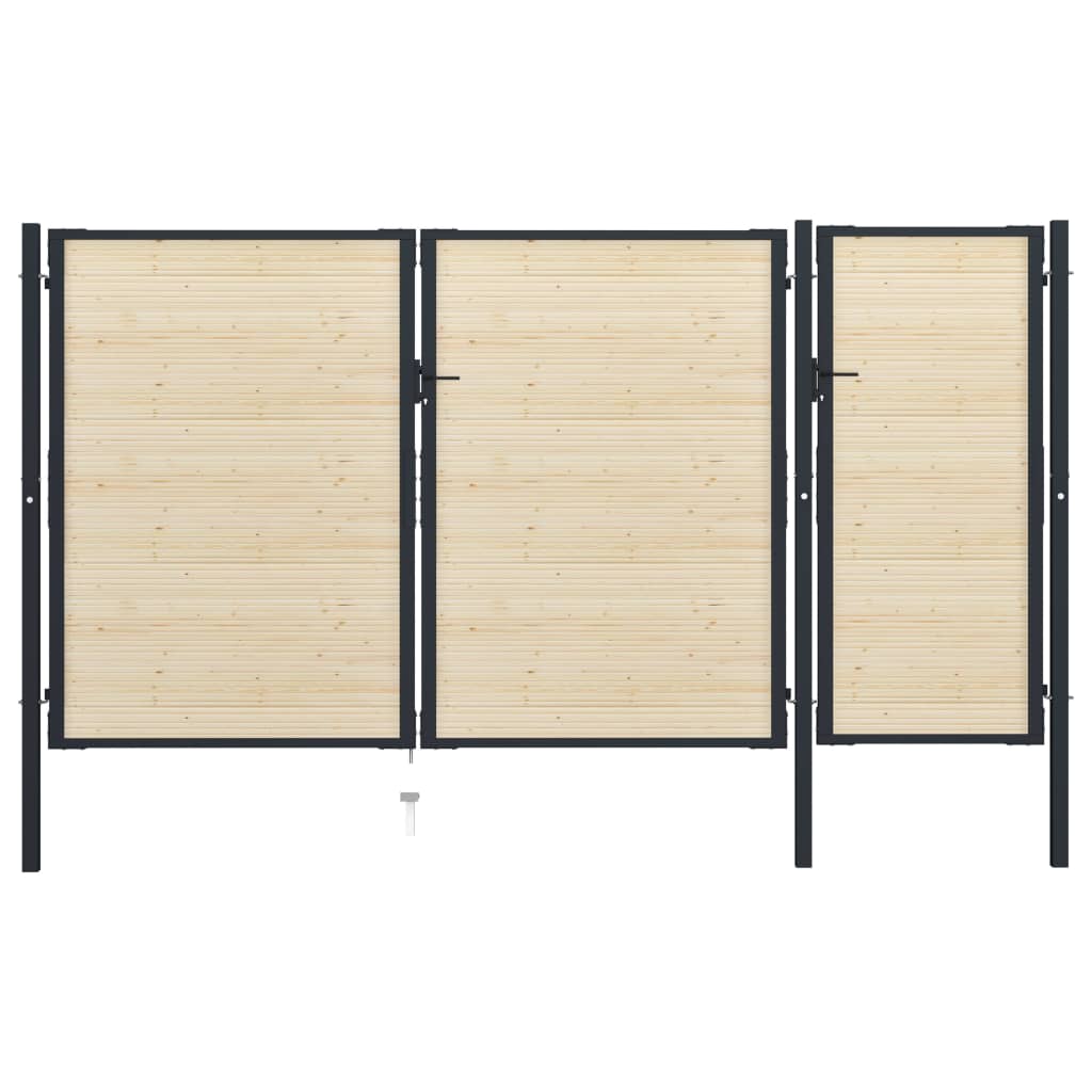 vidaXL hegnslåge 413x250 cm stål og nåletræ
