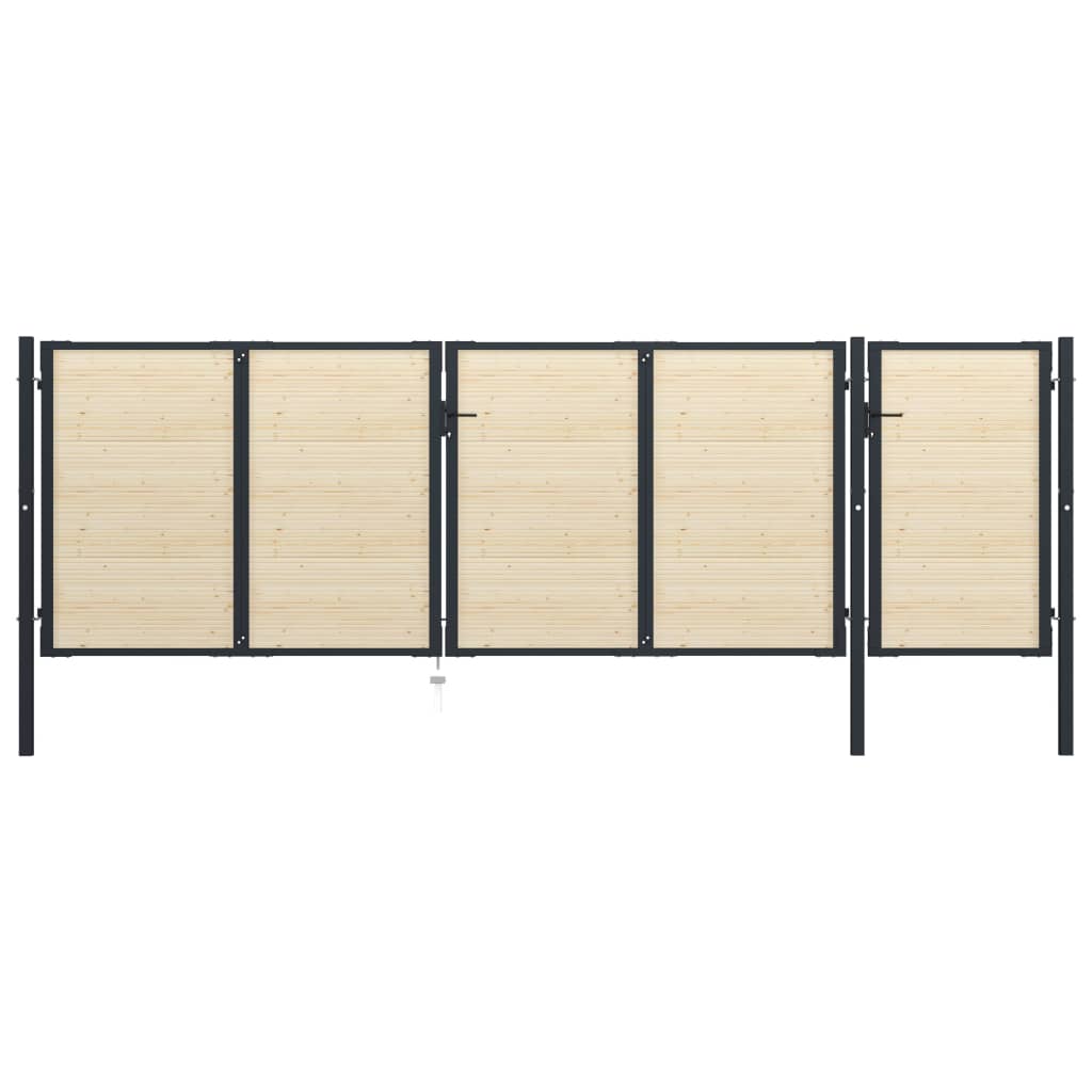vidaXL hegnslåge 513x200 cm stål og nåletræ