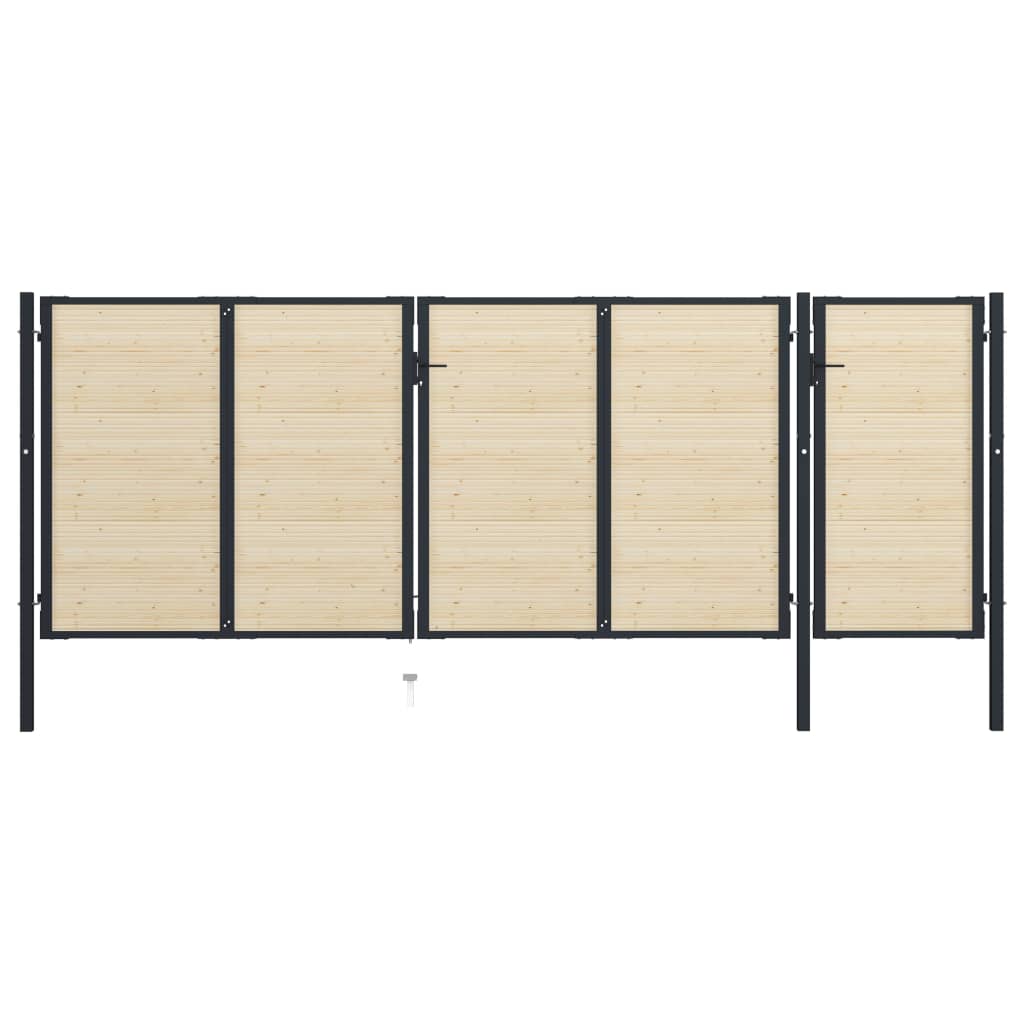 vidaXL hegnslåge 513x225 cm stål og nåletræ