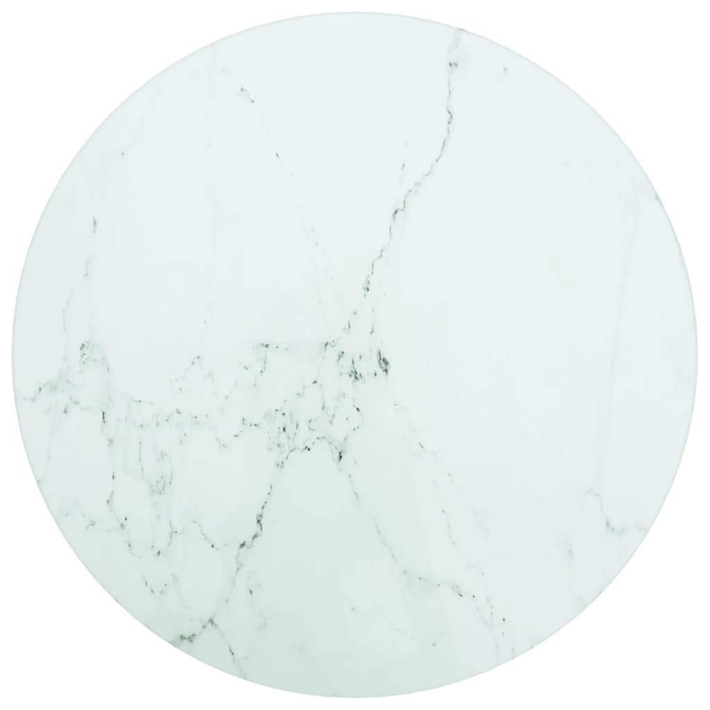 Pöytälevy valkoinen Ø30×08 cm karkaistu lasi marmorikuvio