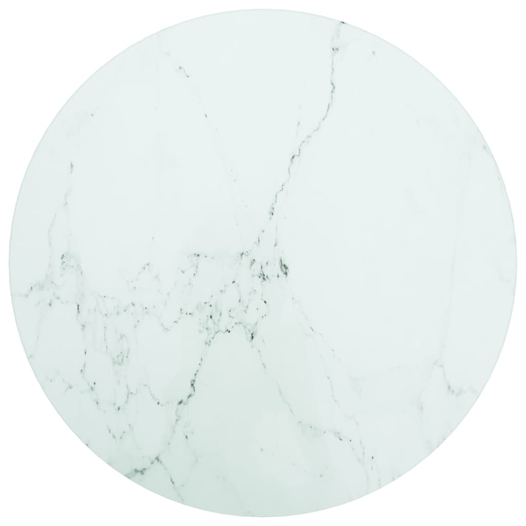 vidaXL Stolna ploča bijela Ø 40 x 0,8 cm staklo s mramornim uzorkom