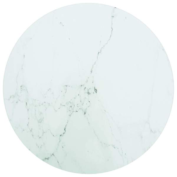 vidaXL lauaplaat, valge &Oslash;40x0,8 cm, karastatud klaas marmordisain
