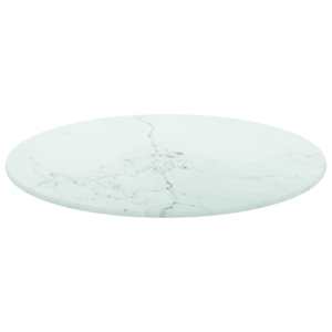 Stolní deska bílá Ø 40 x 0,8 cm tvrzené sklo mramorový design - obrázek 2