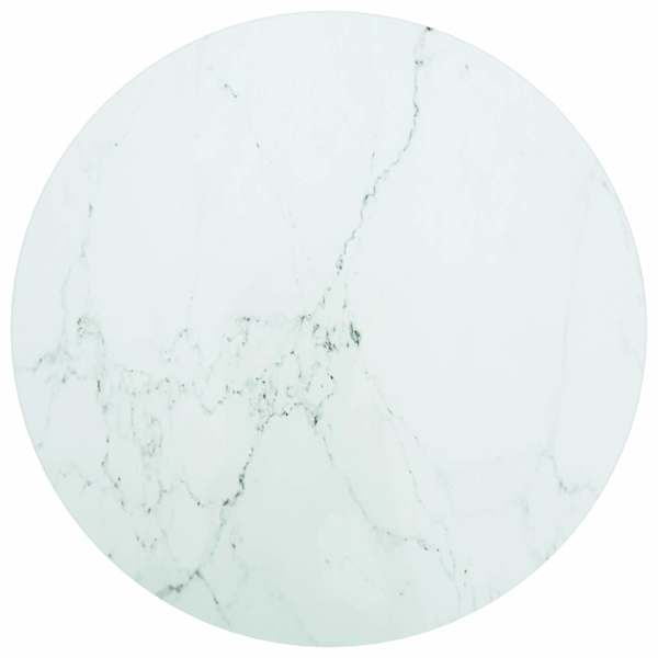 vidaXL lauaplaat, valge &Oslash;50x0,8 cm, karastatud klaas marmordisain