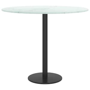 Stolní deska bílá Ø 50 x 0,8 cm tvrzené sklo mramorový design - obrázek 3