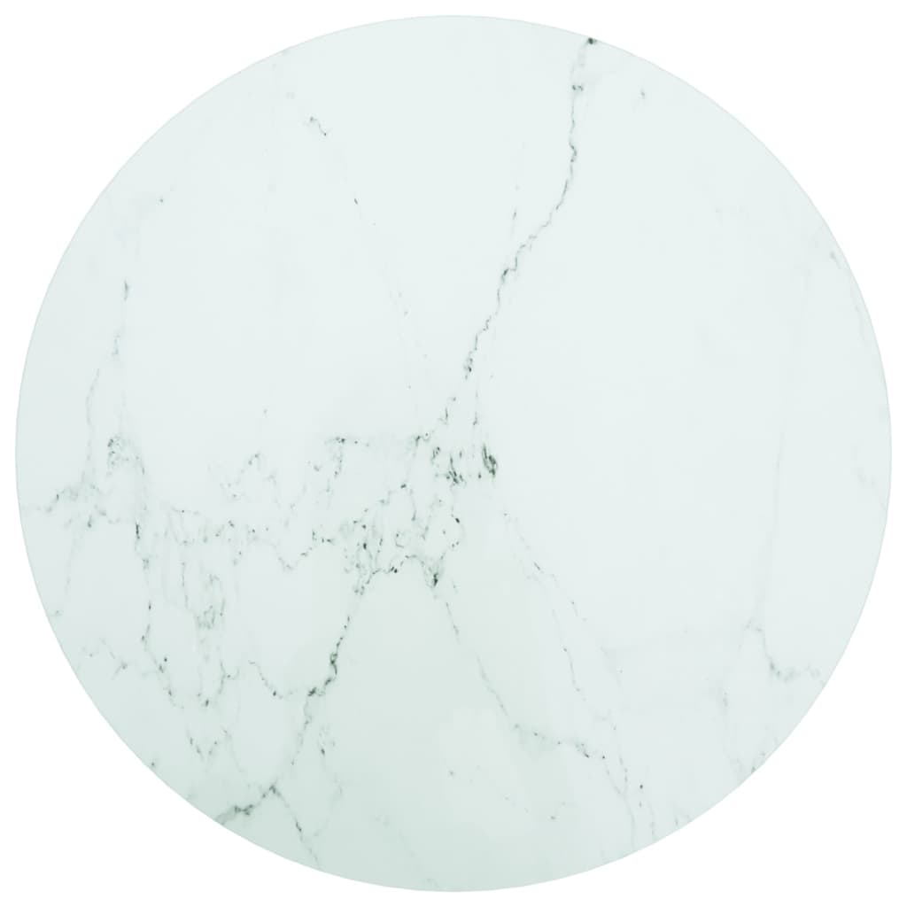 Stolní deska bílá Ø 60 x 0,8 cm tvrzené sklo mramorovaný design