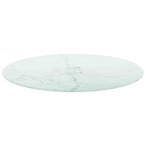 Stolní deska bílá Ø 70 x 0,8 cm tvrzené sklo mramorový design - obrázek 2